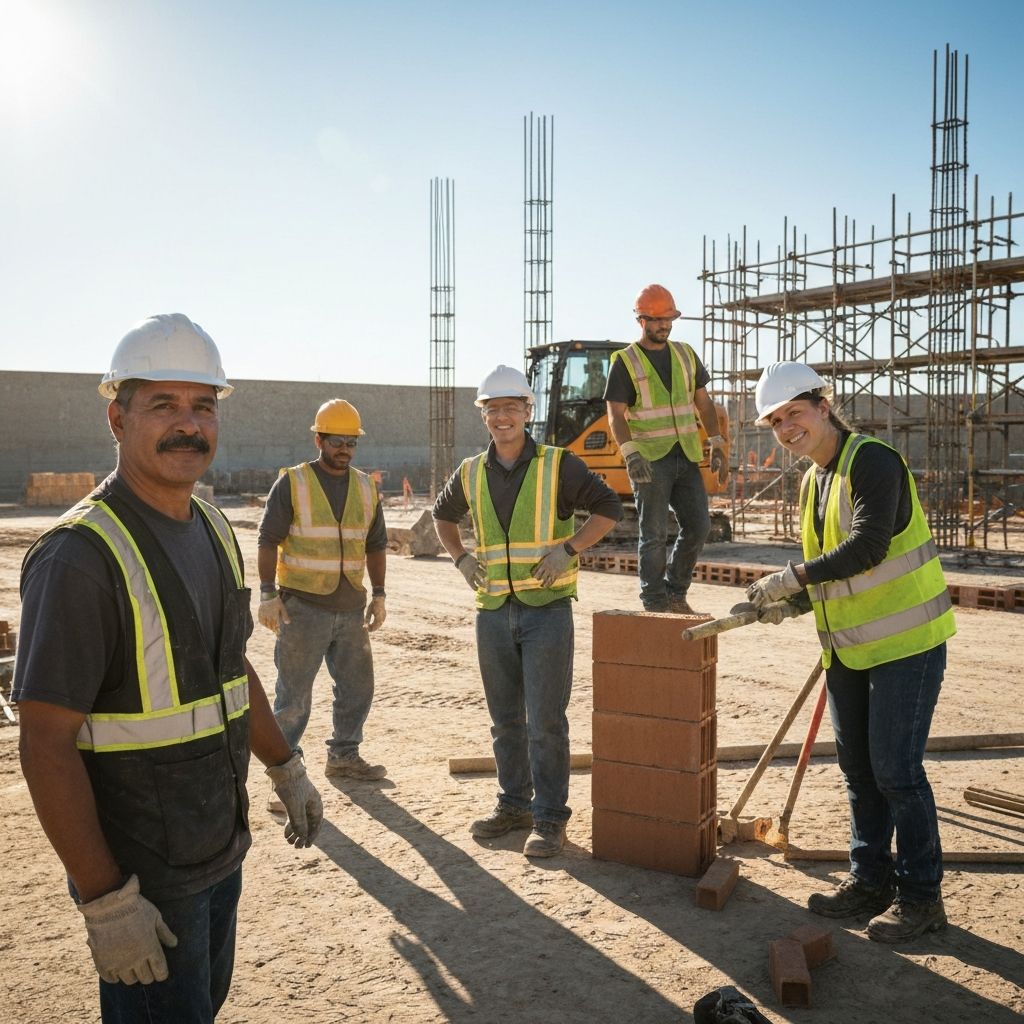 Construction team at work site